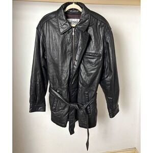 Pelle Studio Wilsons Leather Men Black Belted Trench Jacket Thinsulate Lined M